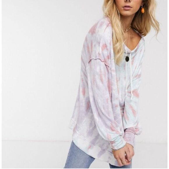 Free People Top Womens Medium Multicolor Best catch oversized tie-dye - Picture 1 of 10